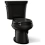 Kohler Wellworth Dual Flush Two-Piece Round-Front Toilet with Class Five Flush Technology and Left Hand Trip Lever - Less Seat Black Black