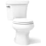 Kohler 1.28 GPF Two-Piece Round Toilet with 12" Rough In and Tank Locks from the Wellworth Collection White