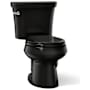 Kohler 1.28 GPF Two-Piece Round Toilet with 12" Rough In and Tank Locks from the Wellworth Collection Black