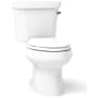Kohler 1.28 GPF Two-Piece Elongated Toilet with 12" Rough In and Right Hand Trip Lever from the Wellworth Collection White