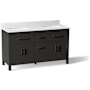 Kohler Kresla 61" Free Standing Double Basin Vanity Set with Cabinet and Quartz Vanity Top Black Oak