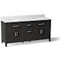 Kohler Kresla 73" Free Standing Double Basin Vanity Set with Cabinet and Quartz Vanity Top Black Oak
