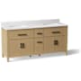 Kohler Kresla 73" Free Standing Double Basin Vanity Set with Cabinet and Quartz Vanity Top Light Oak