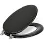 Kohler Kathryn Elongated Closed-Front Toilet Seat with Polished Chrome Hinges Black