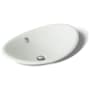 Kohler Iron Plains 20-3/4"L Enameled Cast Iron Wading Pool Oval Bathroom Sink with Overflow and White Painted Underside Sea Salt