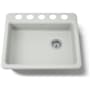 Kohler Riverby 25" Single Basin Enameled Cast Iron Kitchen Sink for Undermount Installations Sea Salt