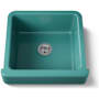 Kohler Whitehaven 23-1/2" Self-Trimming Farmhouse Single Basin Enameled Cast Iron Kitchen Sink with Shortened Apron Teal