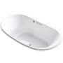 Kohler Underscore Oval 72" Drop In Acrylic Air Tub with Center Drain and Overflow White