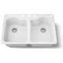 Kohler Hartland 33" Double Basin Top-Mount Enameled Cast-Iron Kitchen Sink White