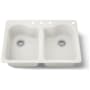 Kohler Hartland 33" Double Basin Top-Mount Enameled Cast-Iron Kitchen Sink Biscuit