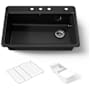 Kohler Riverby 33" Single Basin Top-Mount Enameled Cast-Iron Kitchen Sink Black Black