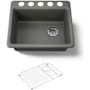 Kohler Riverby 25" Undermount Single Basin Enameled Cast Iron Kitchen Sink Thunder Grey
