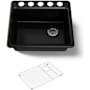 Kohler Riverby 25" Undermount Single Basin Enameled Cast Iron Kitchen Sink Black Black