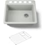Kohler Riverby 25" Undermount Single Basin Enameled Cast Iron Kitchen Sink Sea Salt