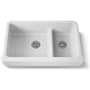 Kohler Whitehaven 35-1/2" Self-Trimming Farmhouse Double Basin Enameled Cast Iron Kitchen Sink with Smart Divide Basin White