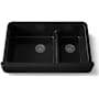 Kohler Whitehaven 35-1/2" Self-Trimming Farmhouse Double Basin Enameled Cast Iron Kitchen Sink with Smart Divide Basin Black Black