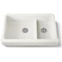 Kohler Whitehaven 35-1/2" Self-Trimming Farmhouse Double Basin Enameled Cast Iron Kitchen Sink with Smart Divide Basin Biscuit