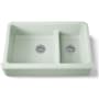 Kohler Whitehaven 35-11/16" Self-Trimming Farmhouse Double Basin Apron Front Enameled Cast Iron Kitchen Sink with Smart Divide Basin Aspen Green