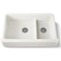 Kohler Whitehaven 35-11/16" Self-Trimming Farmhouse Double Basin Apron Front Enameled Cast Iron Kitchen Sink with Smart Divide Basin Biscuit