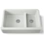 Kohler Whitehaven 35-11/16" Self-Trimming Farmhouse Double Basin Apron Front Enameled Cast Iron Kitchen Sink with Smart Divide Basin Sea Salt