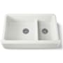Kohler Whitehaven 35-11/16" Self-Trimming Farmhouse Double Basin Apron Front Enameled Cast Iron Kitchen Sink with Smart Divide Basin Dune