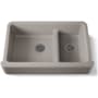 Kohler Whitehaven 35-11/16" Self-Trimming Farmhouse Double Basin Apron Front Enameled Cast Iron Kitchen Sink with Smart Divide Basin Truffle