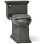 Kohler Memoirs 1.28 GPF Compact Elongated One-Piece Comfort Height Toilet with AquaPiston and Glenbury Quiet-Close Seat Included Thunder Grey