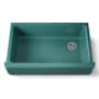 Kohler Whitehaven 35-11/16" Self-Trimming Farmhouse Single Basin Enameled Cast Iron Kitchen Sink Teal