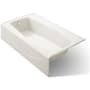 Kohler Villager Collection 60" Three Wall Alcove Bath Tub with Extra 4" Ledge and Left Hand Drain Biscuit