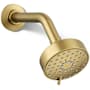 Kohler Awaken 1.75 GPM Multi Function Shower Head with MasterClean Sprayface Technology Vibrant Brushed Moderne Brass