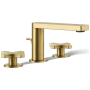 Kohler Composed Widespread Bathroom Faucet with Cross Handles and Pop-Up Drain Vibrant Brushed Moderne Brass