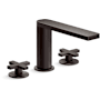 Kohler Composed Widespread Deck Mounted Roman Tub Filler with Cross Handles Brushed Graphite