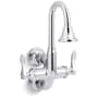 Kohler Triton Bowe Cannock 1.2 GPM Wall Mounted Double Hole Bathroom Faucet - Less Drain Assembly Polished Chrome