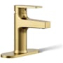 Kohler Taut 1.2 GPM Single Hole Bathroom Faucet with Pop-Up Drain Assembly Vibrant Brushed Moderne Brass