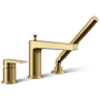 Kohler Taut Deck Mounted Roman Tub Filler with Built-In Diverter - Includes Hand Shower Vibrant Brushed Moderne Brass