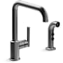 Kohler Purist 1.5 GPM Widespread Kitchen Faucet - Includes Side Spray Brushed Graphite