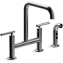 Kohler Purist 1.5 GPM Widespread Bridge Kitchen Faucet Brushed Graphite