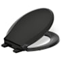 Kohler Cachet Round Closed-Front Toilet Seat with Quiet-Close, Grip-Tight Bumpers, and Night Light Black Black