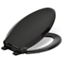 Kohler Cachet Elongated Closed-Front Toilet Seat with Quiet-Close, Grip-Tight Bumpers, and Night Light Black Black