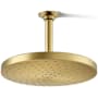 Kohler Awaken Round 10" Single Function 2.5 GPM Rainhead with MasterClean Sprayface Vibrant Brushed Moderne Brass