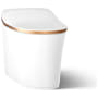Kohler Eir 0.8 / 1.0 GPF Dual Flush One Piece Elongated Chair Height Toilet with Actuator Plate Flush - Bidet Seat Included White with Sunrise Gold Trim