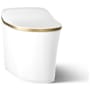 Kohler Eir 0.8 / 1.0 GPF Dual Flush One Piece Elongated Chair Height Toilet with Actuator Plate Flush - Bidet Seat Included White / Moderne Brushed Brass