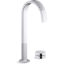 Kohler Components 1.2 GPM Widespread Vessel Bathroom Faucet with Tall Ribbon Spout, Rocker Handle, and Pop-Up Drain Assembly Polished Chrome