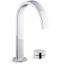 Kohler Components 1.2 GPM Widespread Bathroom Faucet with Ribbon Spout, Rocker Handle, and Pop-Up Drain Assembly Polished Chrome