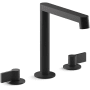 Kohler Components 1.2 GPM Widespread Row Spout Bathroom Faucet with Lever Handles, UltraGlide Technology and Pop-Up Drain Assembly Matte Black