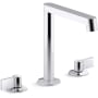 Kohler Components 1.2 GPM Widespread Row Spout Bathroom Faucet with Lever Handles, UltraGlide Technology and Pop-Up Drain Assembly Polished Chrome