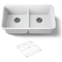 Kohler Cairn 33-1/2" Undermount Double Equal Bowl Neoroc Granite Composite Kitchen Sink with Right Sink Rack Included Matte White