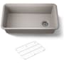 Kohler Cairn 33-1/2" Undermount Single Bowl Neoroc Granite Composite Kitchen Sink with Bottom Sink Rack Matte Taupe