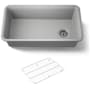 Kohler Cairn 33-1/2" Undermount Single Bowl Neoroc Granite Composite Kitchen Sink with Bottom Sink Rack Matte Grey
