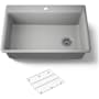 Kohler Kennon 33" Top or Undermount Single Bowl Neoroc Composite Kitchen Sink with Bottom Sink Rack Matte Grey